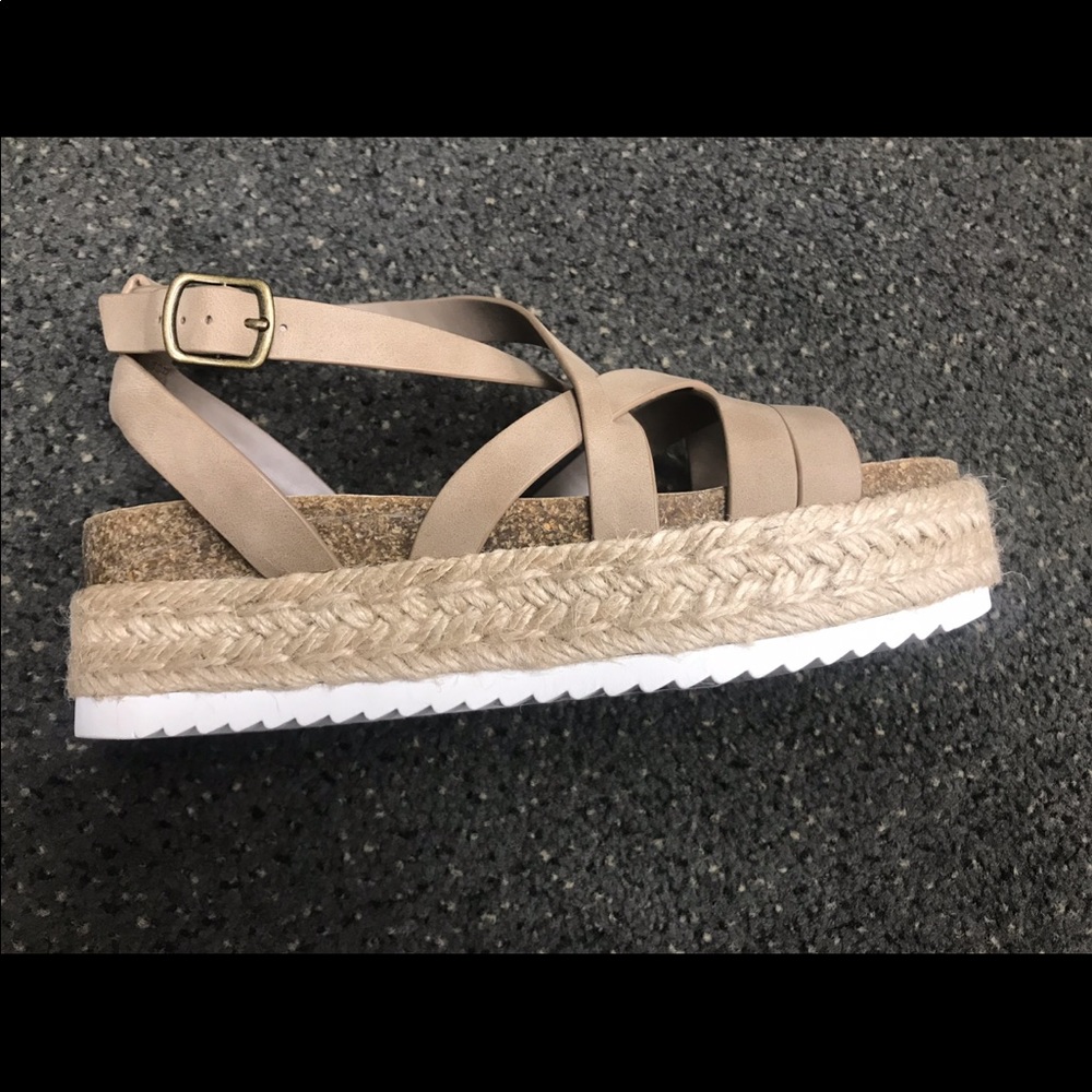 Dark Natural Strappy Flatform Straps Espadrille - Picture 4 of 8